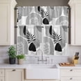 thumbnail image 4 of 3 Piece Kitchen Curtains and Valances Set Grey Boho Geometric Cafe Curtains 24 Inch Length Vintage Ethnic Abstract Lines Leaves Valance & Tier Curtain for Living Room Bedroom Window 54"x18"+27"x24"*2, 4 of 6