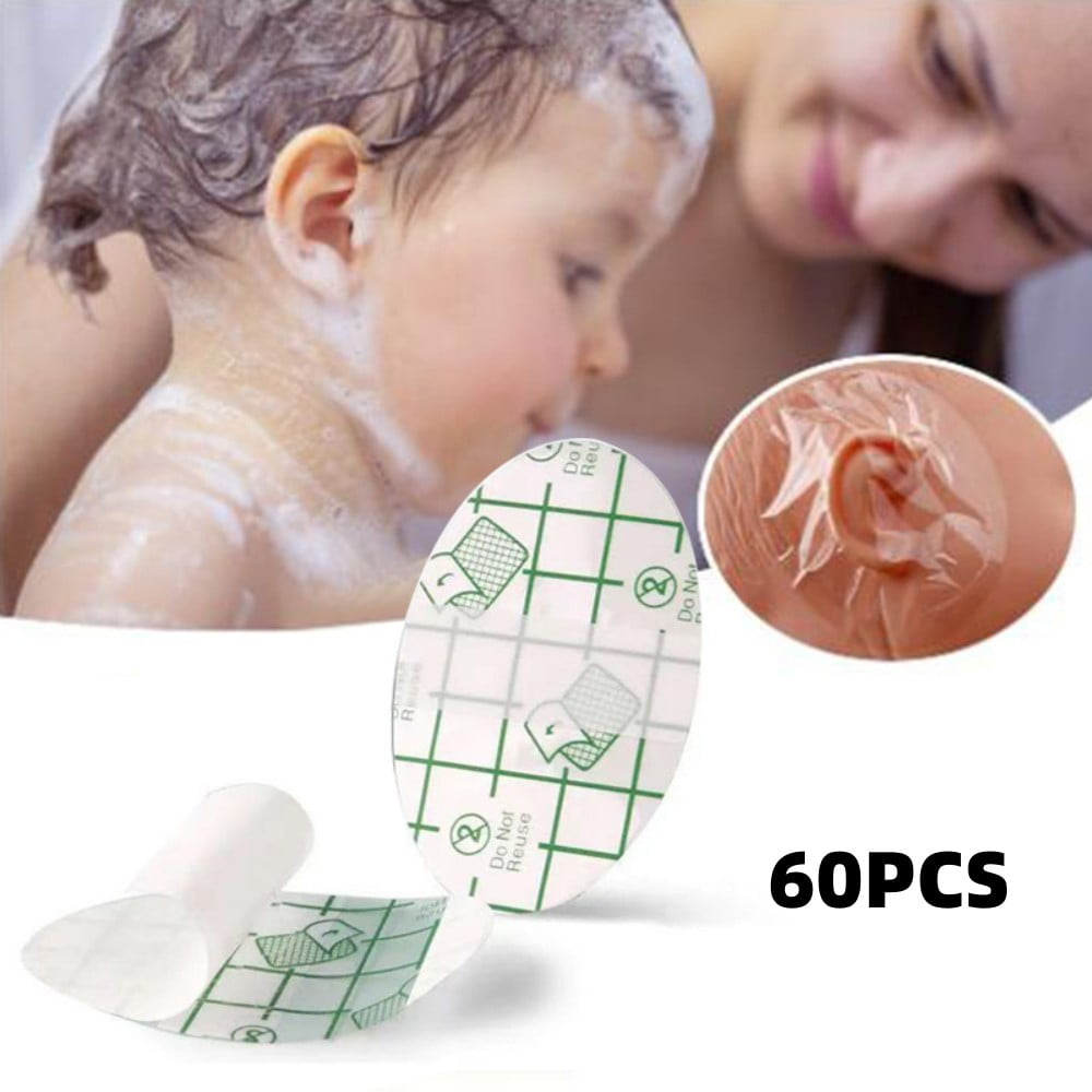 Kingdder 120 Pieces Ear Covers Waterproof Baby Shower Swimming Ear Stickers  Newborn Ear Plugs Kids Disposable Ear Tape Ear Protectors Showering
