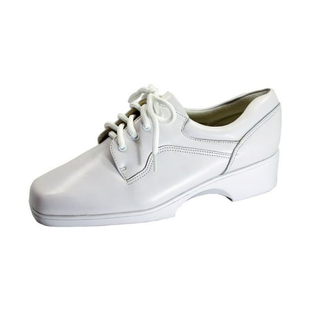 

24 HOUR COMFORT Cherie Women s Wide Width Leather Lace-Up Oxford Shoes WHITE 6.5