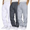 thumbnail image 2 of NOLDARES 3 Pack Men's Lightweight Sweatpants Fall Winter Wide Leg Drawstring Open Bottom Pants Gym Baggy Lounge Joggers with Pockets,White,M, 2 of 4
