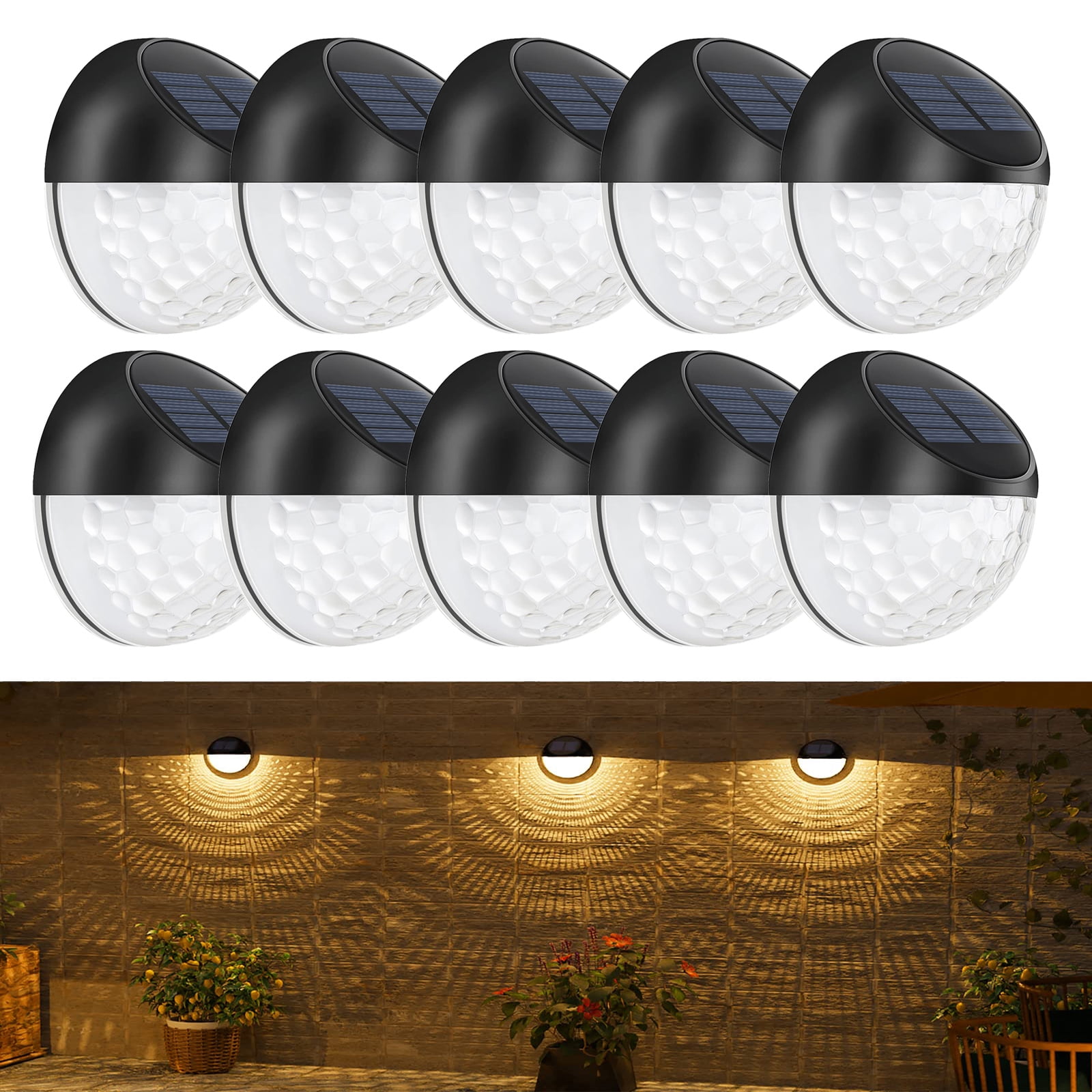 pack of 10 solar fence lights