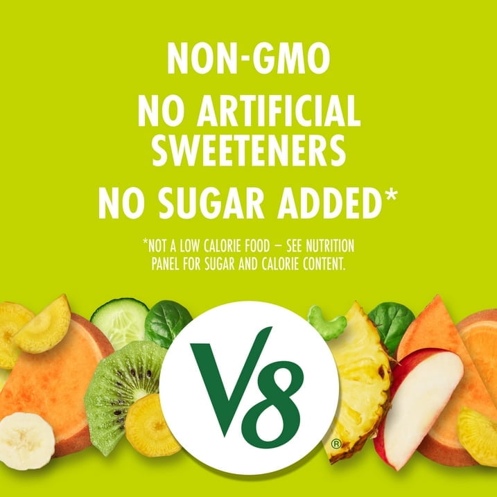 (2 pack) V8 Deliciously Green 100% Fruit and Vegetable Juice, 8 fl oz Can, 6 Count