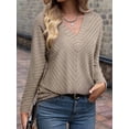 thumbnail image 4 of Autumn Women'S Long Sleeve Shirt V Neck Knit Pullover Tunic Top Women'S Shirt Formal Casual Light Gray M, 4 of 5