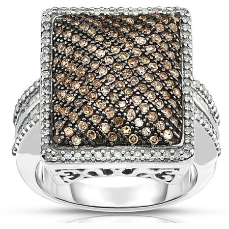 1 Carat T.W. Brown and White Diamond Silver Fashion Ring