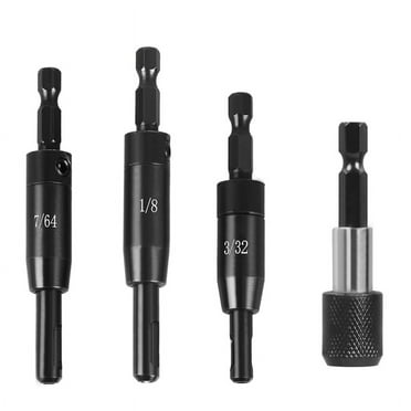 Symkmb Self-Centering Drill Bit for , 3/32 Inch, 7/64 Inch, 1/8 Inch with Bit Holder Center Finding Drill Bit Metal Black