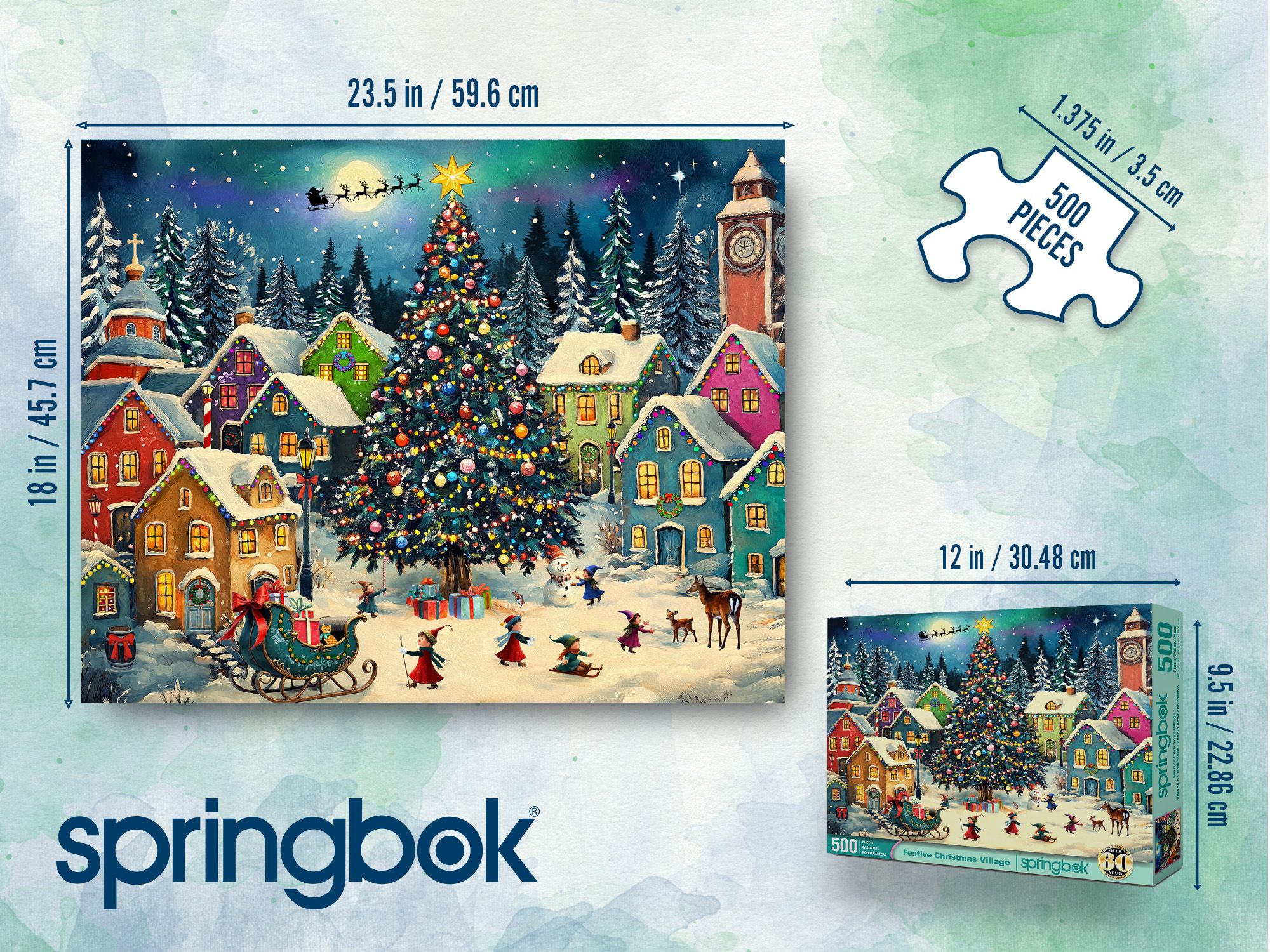 Springbok 500 Piece Festive Christmas Village Jigsaw Puzzle for Adults