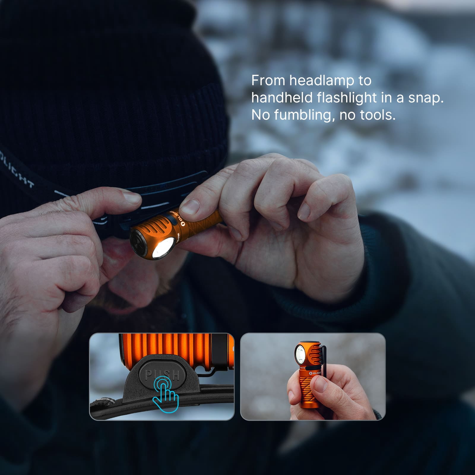Perun 3 Mini Headlamp & Flashlight with Red and White Light（Orange）