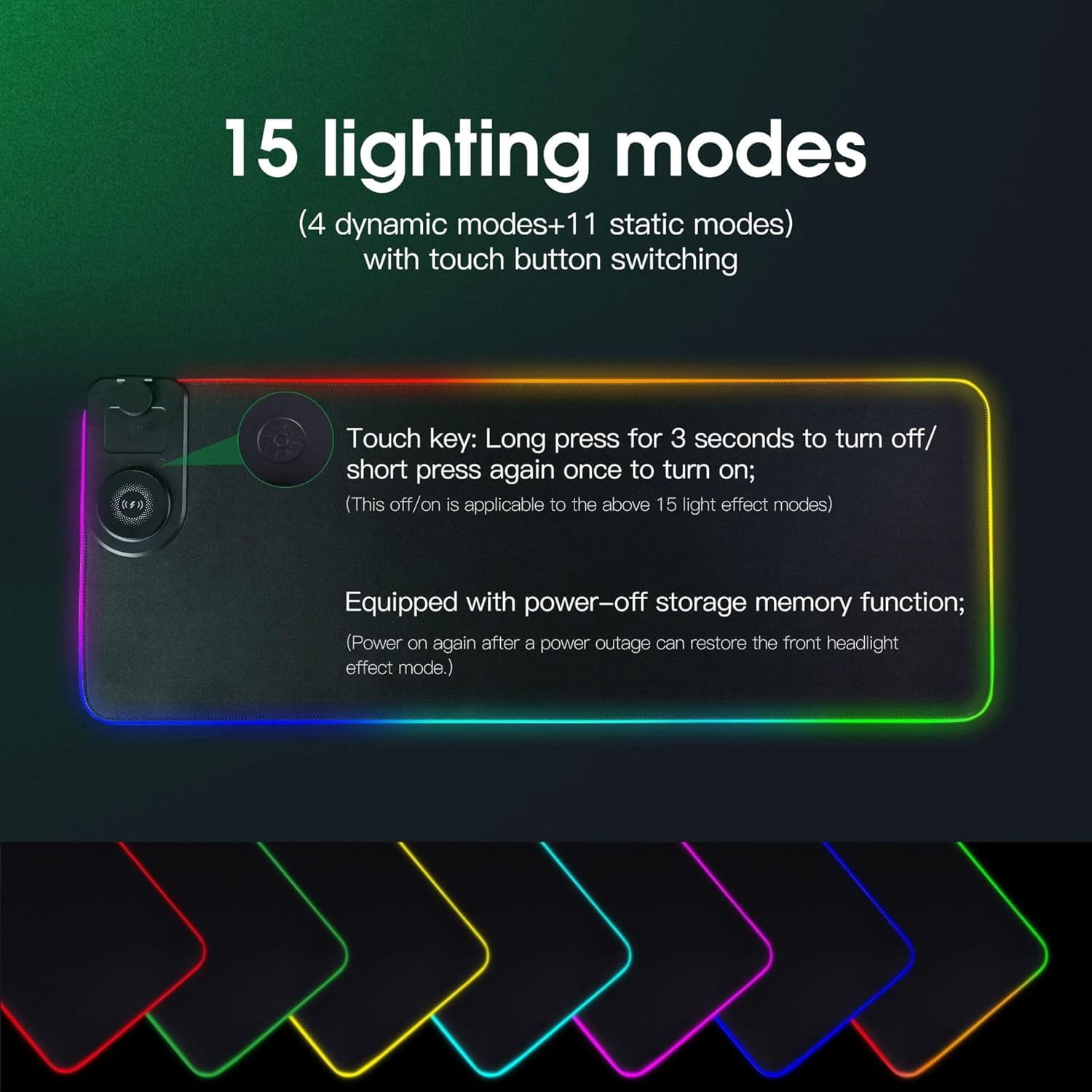 Wireless Charging Mouse Pad, RGB Gaming Desk Mat XXL with Magnetic Wireless Charging Phone Holder for Phone&iWatch&Airpods, Non-Slip Base,15 Lights Colors, Computer Keyboard Mat for MacBook,PC,Laptop