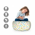 thumbnail image 2 of Party Storage Toy Bag Chair, Footprints Pattern Rainbow Themed Arrangement Cartoon Illustration Party, Stuffed Animal Organizer Washable Bag, Large Size, Multicolor, by Ambesonne, 2 of 3