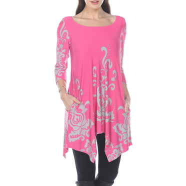 White Mark Women's Plus Size Paisley Tunic Top with Pockets 