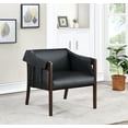 thumbnail image 2 of Parkfield Accent Chair in Black Faux Leather with Walnut Frame, 2 of 7