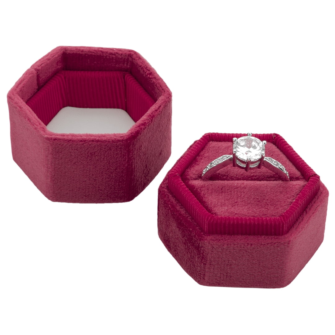 Koyal Wholesale Velvet Ring Box, Berry 