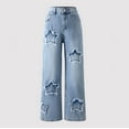 thumbnail image 2 of EnJoCho Teen Girls Baggy Wide Leg Barrel Denim Jeans Pants Star Applique Elastic Waist 𝖸𝟤𝖪 Fashion Kids 5-14 Years Trousers Bottoms, 2 of 7