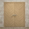 thumbnail image 3 of Interior Solid French Double Doors 36 x 84 inches | Ego 5005 Natural Oak | Wood Interior Solid Panel Frame | Closet Bedroom Modern Doors, 3 of 5