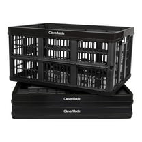 CleverMade CleverCrate Plastic 45L Collapsible Storage Bins, Black (3-Pack)