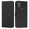 thumbnail image 2 of Wallet Case For Motorola Moto G Power (2022), Magnetic Closure Heart Patterned Embossed Premium PU Leather Kickstand Credit Card Holder Slots Wrist Strap Flip Folio Cover, Black, 2 of 11