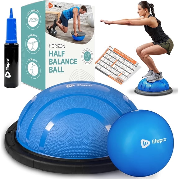 Lifepro Horizon Half Balance Ball Trainer – Non-Slip Stability Exercise Ball for Home Gym & Full-Body Workouts, Core & Balance Training, Heavy-Duty, 440 lb Capacity - Blue