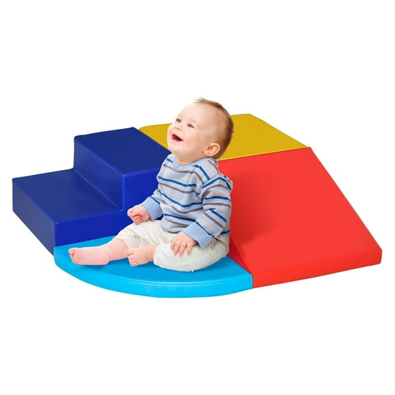 Toddler Climber & Slide, 4-Piece Soft Foam Play Set - Multicolor Building Blocks for Babies & Toddlers 1-3 Years - Indoor Active Play Equipment