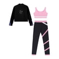 thumbnail image 4 of TSSOE Kids Girls 3 Pcs Skating Dance Outfit Jacket Crop Top with Pants Set Ice Skating Gymnastic Pink 16, 4 of 5