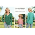 thumbnail image 6 of MOSHU Long Sleeve Womens Tops Deep V Neck Blouses for Women Loose Fit Curved Hem Fall Shirts, 6 of 7