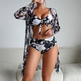 thumbnail image 1 of Swim Suits for Women 2025, Summer Multicolor Printed Bra without Support Three Bikini, Black S-XL, 1 of 9
