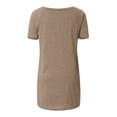 thumbnail image 3 of Tralilbee New Solid Color Fashion All-Match Top Loose And Casual Large Size V-Neck Pullover Short-Sleeved T-Shirt, 3 of 4