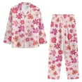thumbnail image 5 of Garronmavis Pink Flower Women's Pajama Set 2 Piece Button Down Top & Lounge Pants Lightweight Sleepwear Set Soft Breathable Night Clothes for All Seasons, 5 of 7