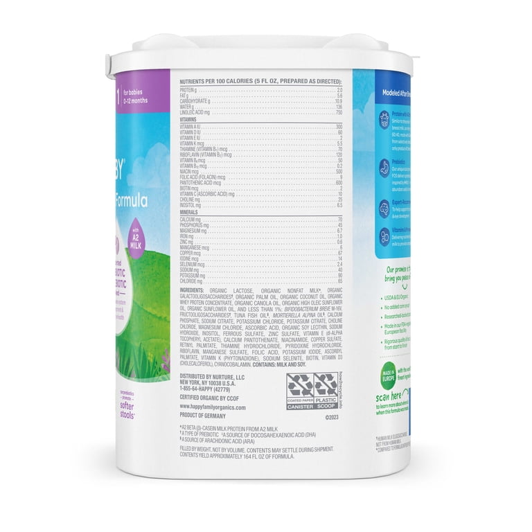 Free Shipping! Happy Baby A2 Organic Infant Formula 22.9 oz Shelf
