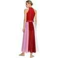 thumbnail image 4 of Aislor Women Lyrical Dance Rhinestone Sleeveless Contemporary Dancewear Mesh Split Long Dress Burgundy S, 4 of 6