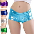 thumbnail image 4 of Yokua Women's Shining Metallic Booty Shorts Low Waist Rave Dance Festival Costumes, 4 of 15