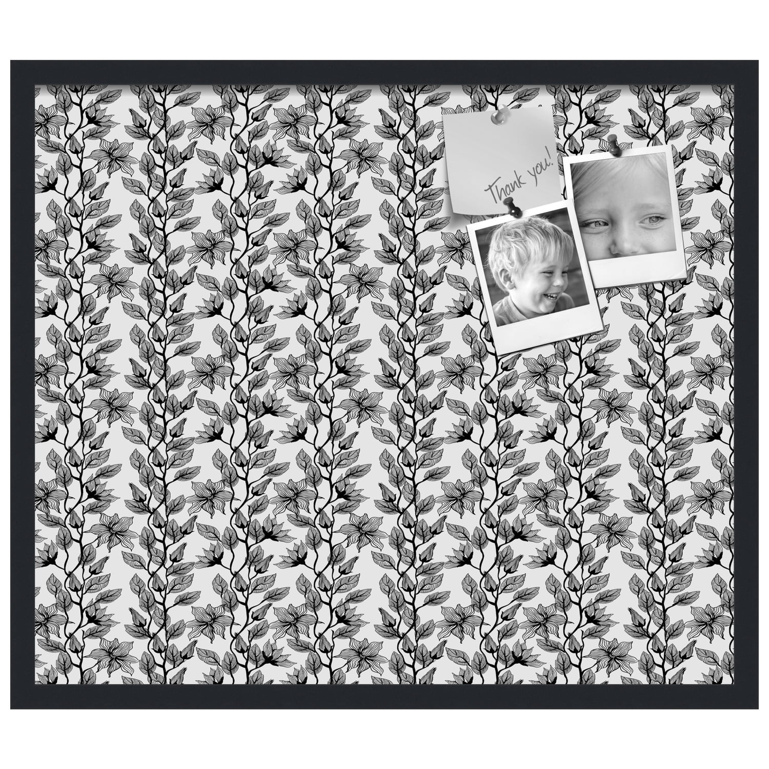 PinPix 28x24 Custom Cork Bulletin Board Floral Design Black Carnation Poster Board Has a Fabric Style Canvas Finish, Framed in Floral Design Black Carnation, by ArtToFrames (PinPix-202)