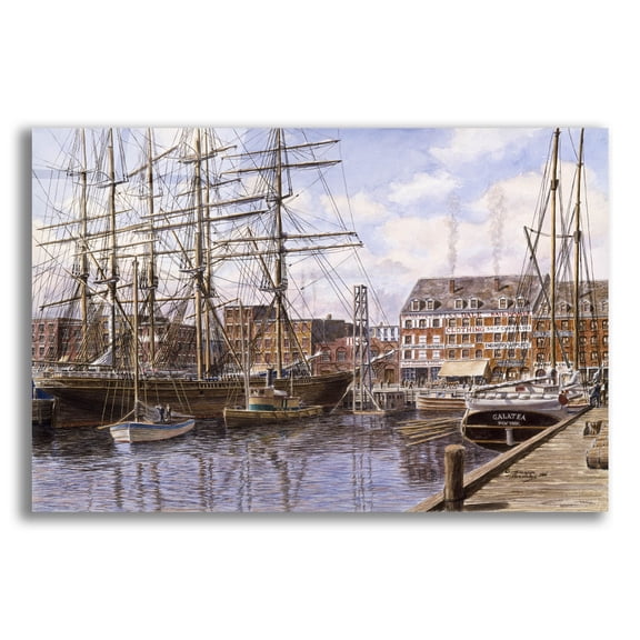 Epic Art 'NYC, Pier 28 Ca. 1876' by Stanton Manolakas, Acrylic Glass Wall Art, 16"x12"