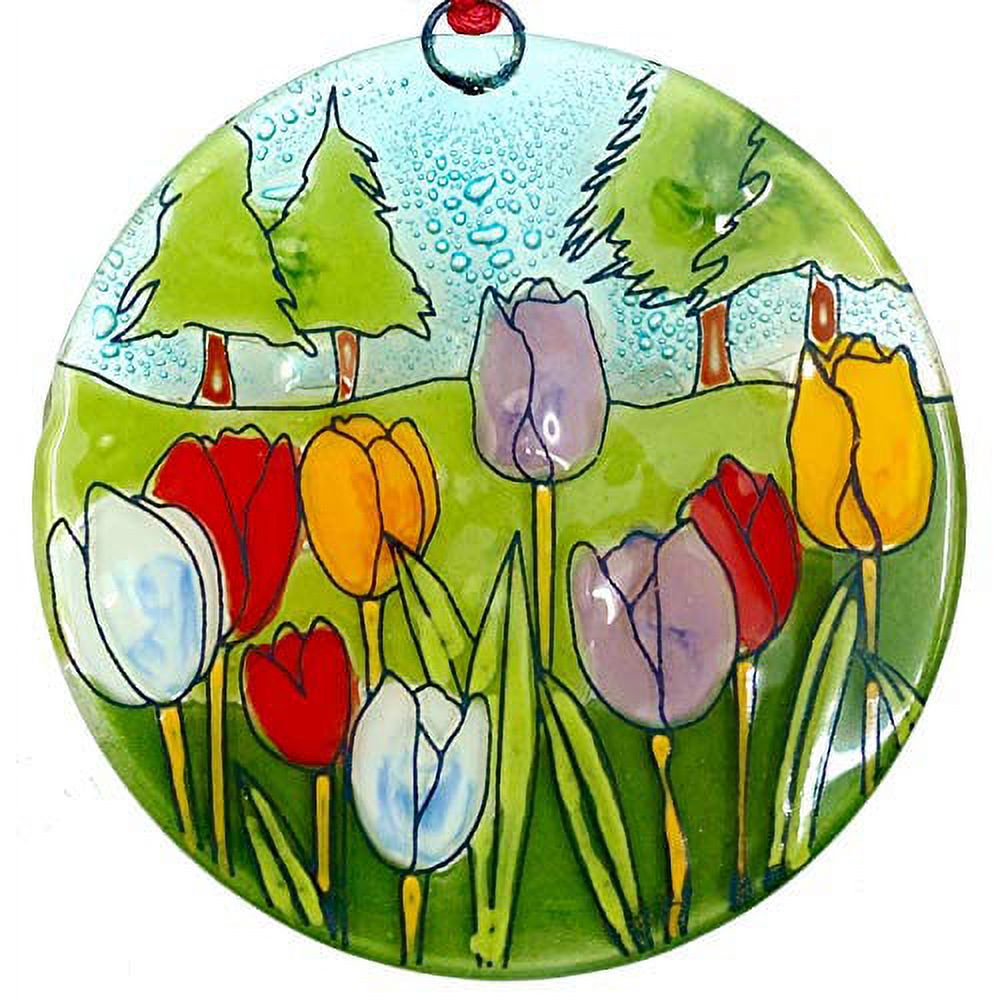 Ruth s Ethical Goods Tulips Christmas Tree Ornament - Art Glass Light Catcher