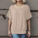 thumbnail image 4 of Camiseta oversize de mujer con mangas murciélago y manga corta - Poliéster, cuello redondo, liso/estampado floral, S-XXL para uso informal/de oficina, 4 of 4