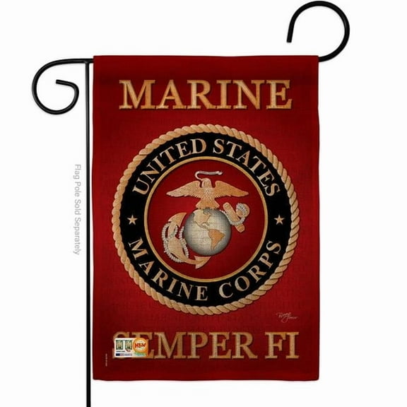 Breeze Decor BD-MI-G-108057-IP-DB-D-US10-MC 13 x 18.5 in. Marine Corps Burlap Americana Military Impressions Decorative Vertical Double Sided Garden Flag