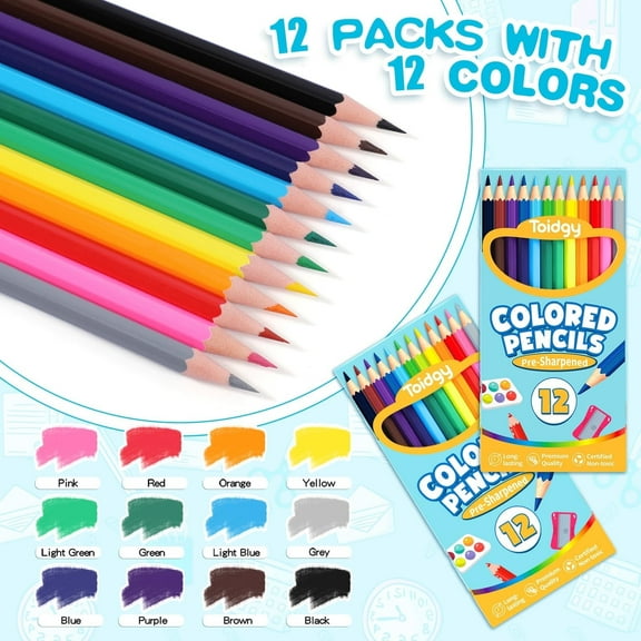 12 Colors Pre-sharpened Coloring Pencils