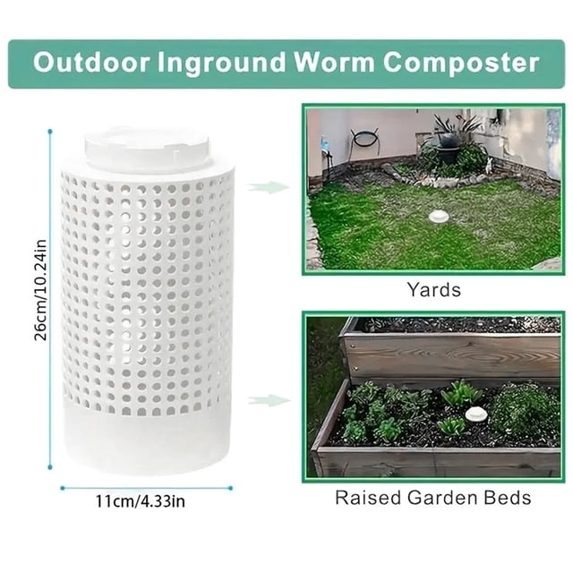 1 Pcs Bac à Compost en Plastique pour vers de Terre Extérieur Bac à Compost pour vers Souterrain Kit de Bac à Compost pour Jardin et Entretien de Pelouse