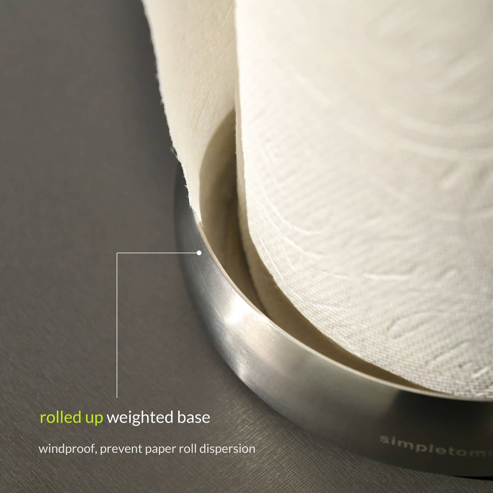 simpletome Paper Towel Holder Countertop ONE HAND Tear Keep It Rolled Up Weighted Base