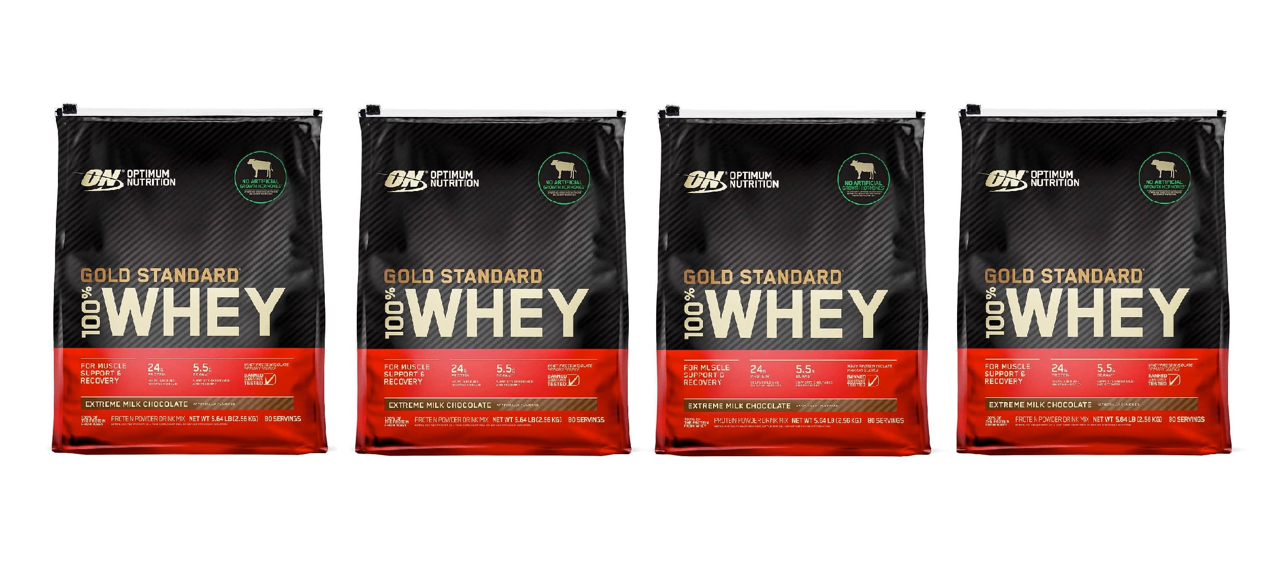 Optimum Nutrition Gold Standard 100 Whey Protein, 80 Servings 4PK