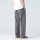 thumbnail image 4 of Pantalones largos para hombre, color liso, cintura elástica, tubo recto, cordón ajustable, bolsillo, pantalones casuales para hombre, 4 of 6