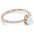 thumbnail image 3 of JeenMata 0.75 ct Pear Shaped Blue Opal and Moissanite Dainty Promise Ring in 18K Rose Gold over Silver, 3 of 7