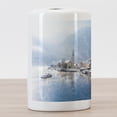 thumbnail image 3 of Alps Ceramic Toothbrush Holder, Mountain Town Scenery Hallstatt Lakeside Town in Winter Austria Salzkammergut, Decorative Versatile Countertop for Bathroom, 4.5" X 2.7", Pale Azure Blue Tan, 3 of 4