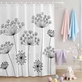thumbnail image 2 of Shower Curtain Black Dandelion Shower Curtains for Bathroom Decor, Waterproof Polyester Shower Curtain Set with Hooks, Small Stall Size 36" x 72" White, 2 of 9