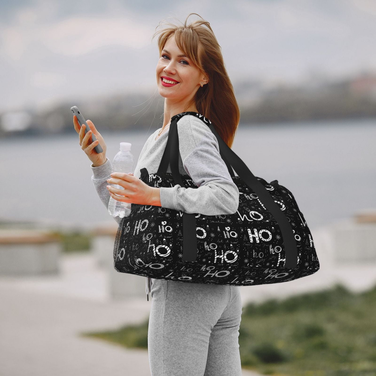 Fuzoiu Ho-Ho-Ho 2 Print Travel Duffle Bag,Carry On Tote Bags,Duffel Bag,Sport Gym Bag, Hospital Bag for Labor and Delivery, Overnight Bag,Luggage Bag
