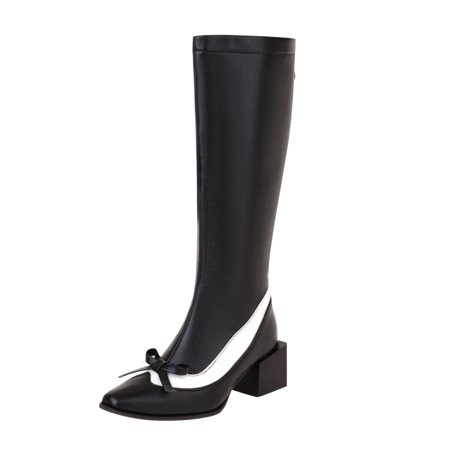 

Boots Women s Shoes Breathable Chunky High Heels Retro Zipper Thigh