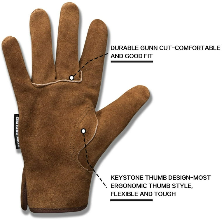 DOYOUNG Leather Work Gloves Wear-Resisting Gloves for Yard Work Gardening  Farm Warehouse Construction Motorcycle Men & Women 