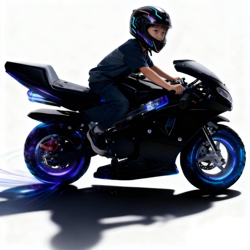 Floseru 49CC Mini Motorcycles for Kids, 2-Stroke Kids Dirt Bike, Gas Power Pocket Rocket Bike with Front Rear Disc Brakes, Dual Headlights Gas Motorbike, Boys Trail Mini Bike Up to 30KM/H