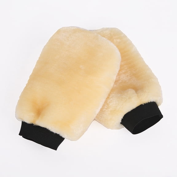 ANMUYUM,Car Wash Mitt,Double Sided Wool Car Washing Mitt,Reusable Soft Thick Fleece Auto Detailing Wash Glove,Lint-Free Foam Absorbing Anti-Slip Elastic Cuff(9.06in)