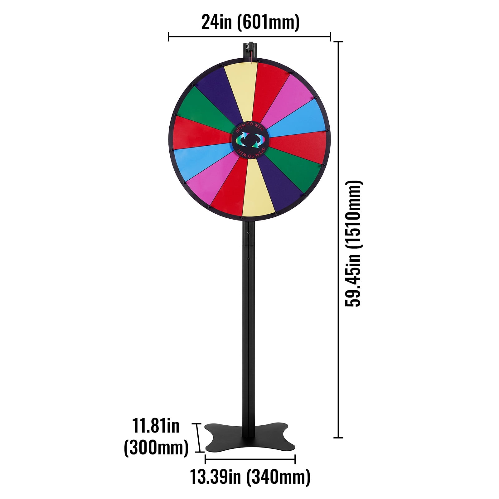 KFFKFF 24-inch Rotating Reward Wheel, 14-Slot Spin Wheel, Game Wheel with Dry Erase and Dual Markers, Suitable for Tabletop or Floor Use in Parties, Pubs, Trade Shows, and Carnivals