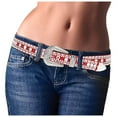 thumbnail image 2 of Women Bling Leather Belts For Jeans Pants With Fashion Silver Buckle, 2 of 3